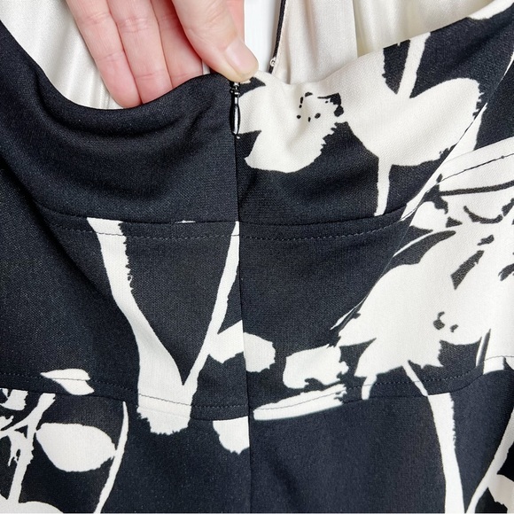 ABS Allen Schwartz - Vintage Black & White Floral Print Halter Dress - Sz. SP - Picture 4 of 7